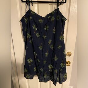 LOFT Beach navy blue palm-tree print sundress - 3X - NWOT